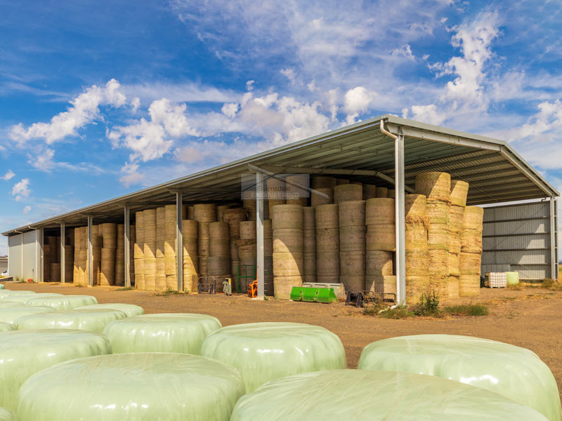 Universal beam hay shed